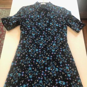 Altuzarra Short Sleeve Floral Print Silk Dress